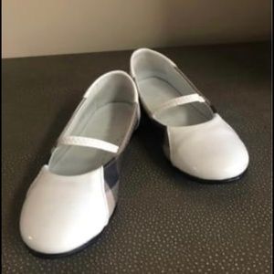 Burberry white patent & taupe exploded check leather mary jane flats - size 26